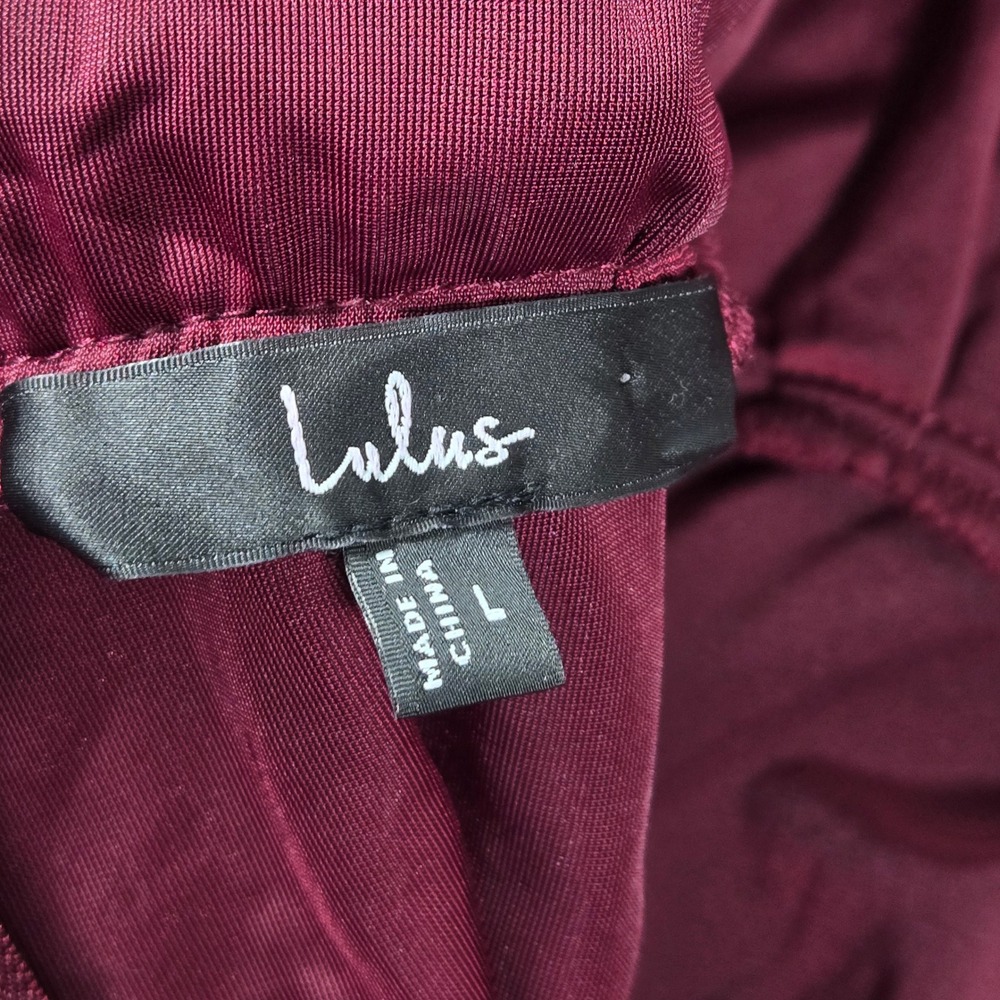 Lulus Classic Elegance Wine Red Velvet Sleeveless Mock Neck Maxi Dress Large - Picture 5 of 10